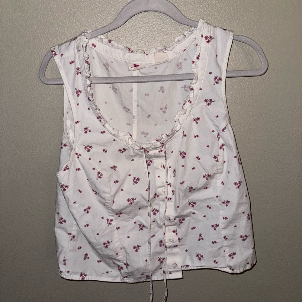 Levi's White Floral Tank Top